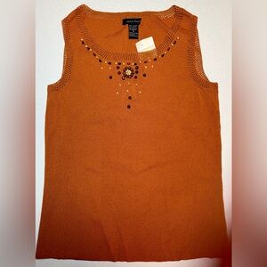 NWT Susan Lewis Beaded Sleeveless Tank Top in Orange